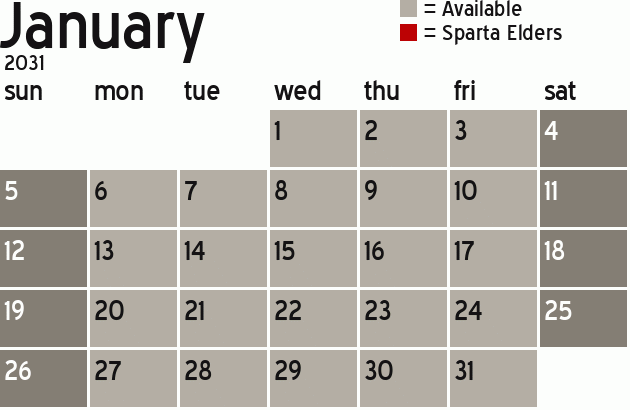 Missionary Dinner Calendar