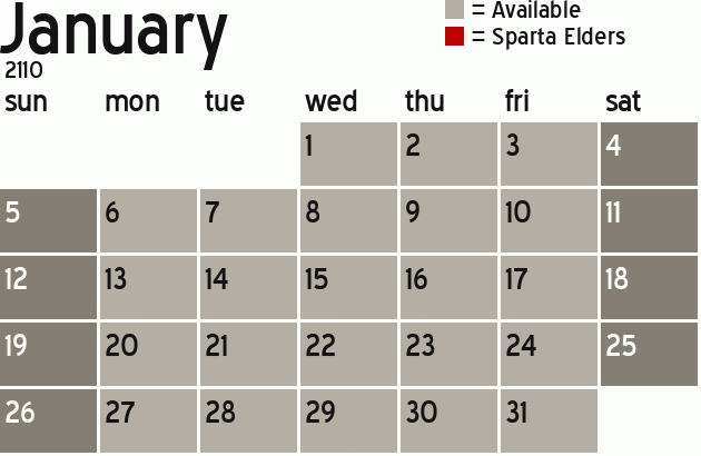 Missionary Dinner Calendar