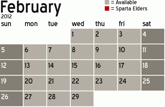 Missionary Dinner Calendar