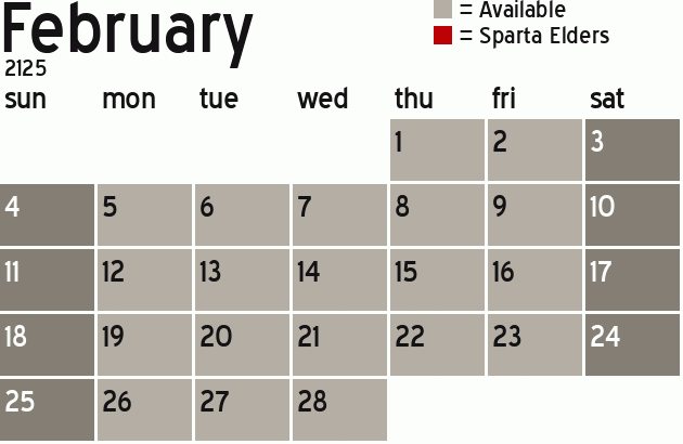 Missionary Dinner Calendar