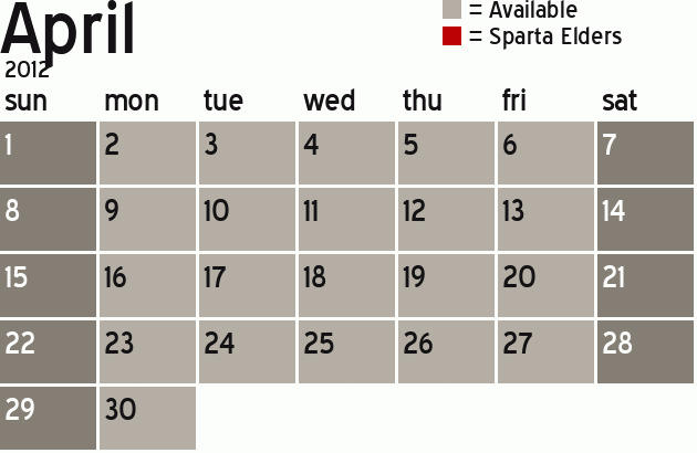 Missionary Dinner Calendar