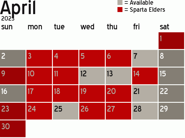 Missionary Dinner Calendar