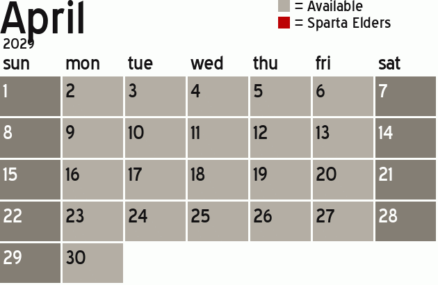 Missionary Dinner Calendar