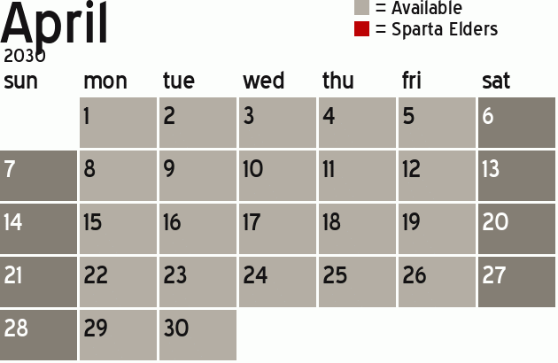 Missionary Dinner Calendar