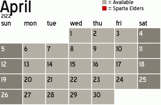 Missionary Dinner Calendar