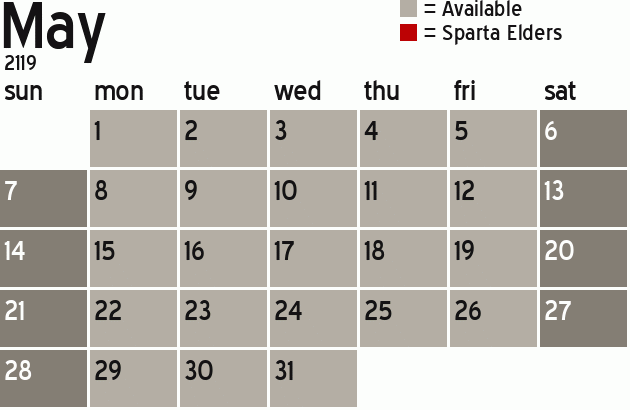 Missionary Dinner Calendar