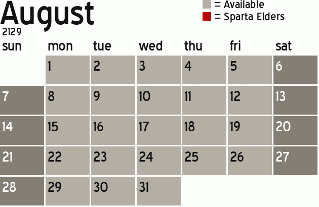 Missionary Dinner Calendar