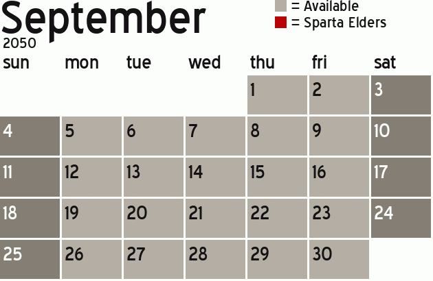 Missionary Dinner Calendar