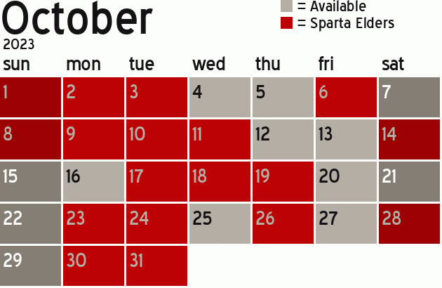 Missionary Dinner Calendar