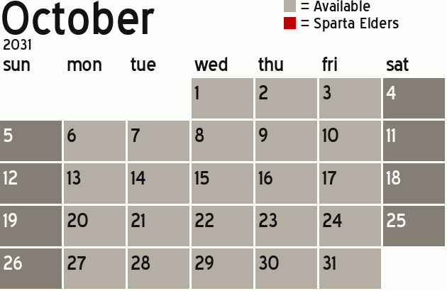 Missionary Dinner Calendar