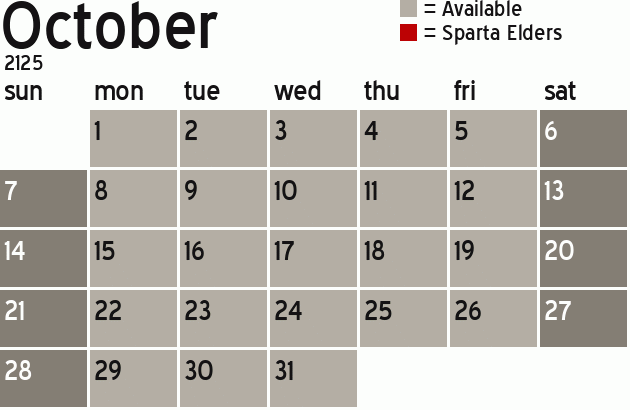 Missionary Dinner Calendar