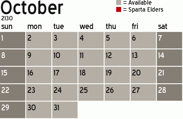 Missionary Dinner Calendar