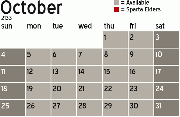 Missionary Dinner Calendar