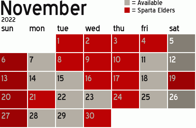 Missionary Dinner Calendar