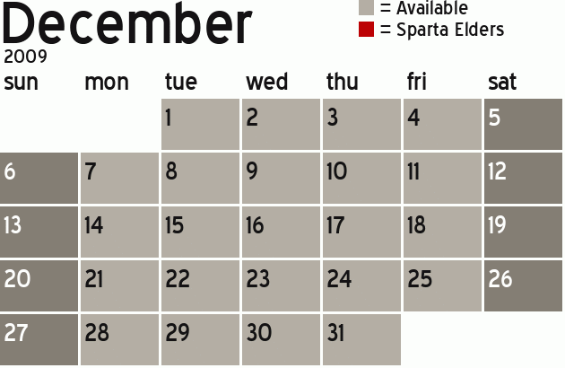 Missionary Dinner Calendar