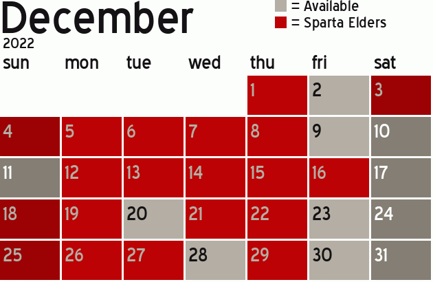 Sparta Missionary Dinner Calendar