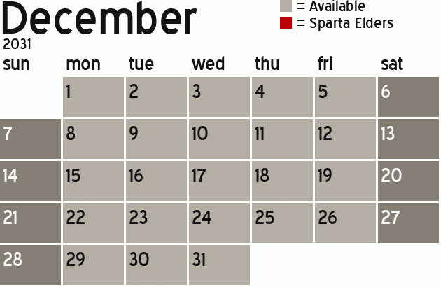 Missionary Dinner Calendar