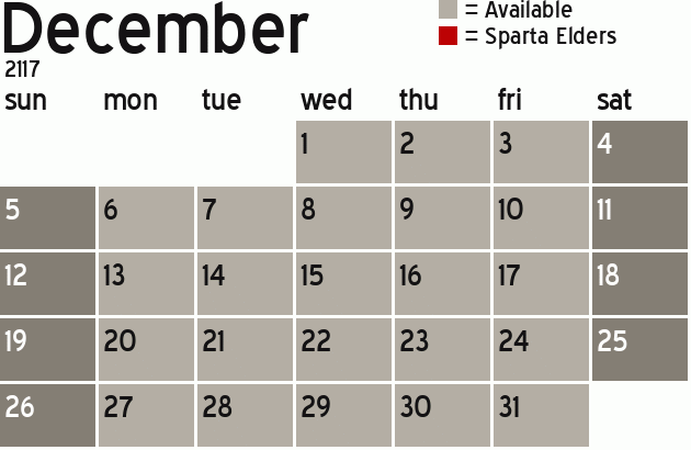 Missionary Dinner Calendar
