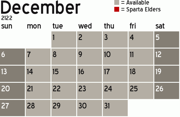 Missionary Dinner Calendar