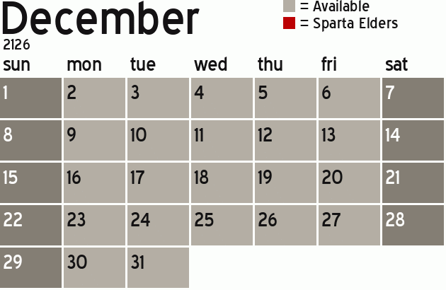 Missionary Dinner Calendar